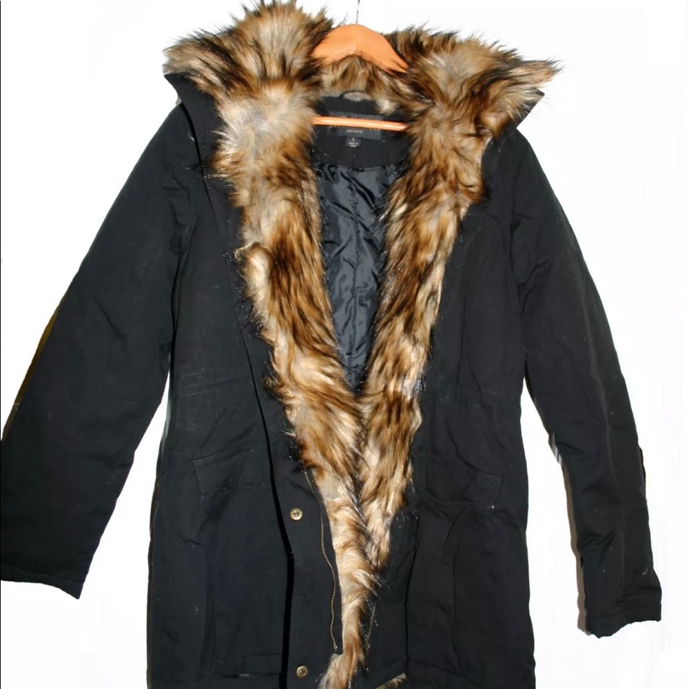 Fabulous furs faux fur trimmed Anorak style coat